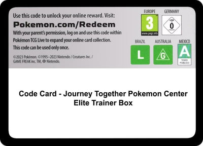 Code Card - Journey Together Pokemon Center Elite Trainer Box (SV09: Journey Together)