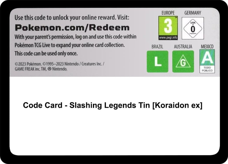 Code Card - Slashing Legends Tin [Koraidon ex]