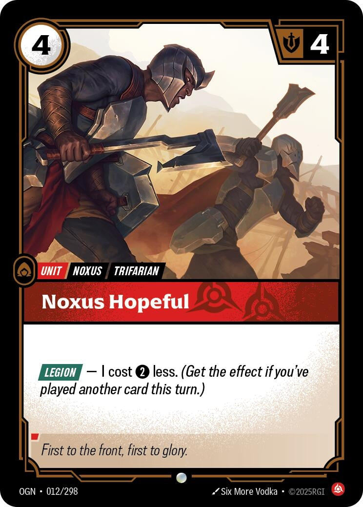 Image for Noxus Hopeful (Origins) (012/298) - Riftbound: League of Legends Trading Card Game