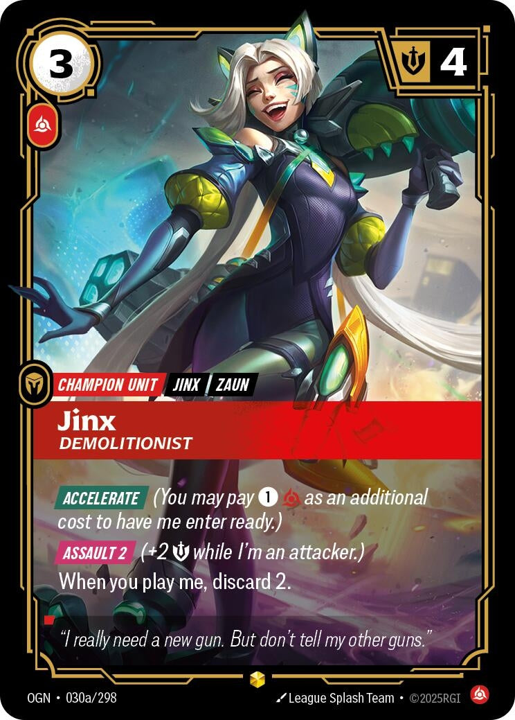 Image for Jinx - Demolitionist (Alternate Art) (Origins) (030a/298) - Riftbound: League of Legends Trading Card Game