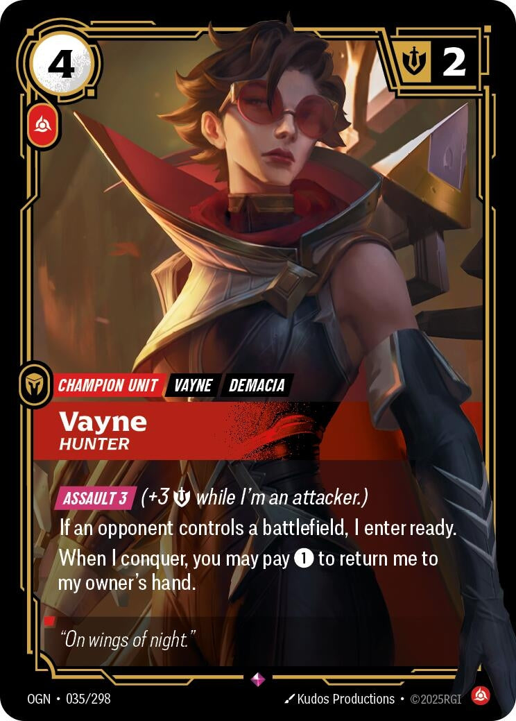 Image for Vayne - Hunter (Origins) (035/298) - Riftbound: League of Legends Trading Card Game