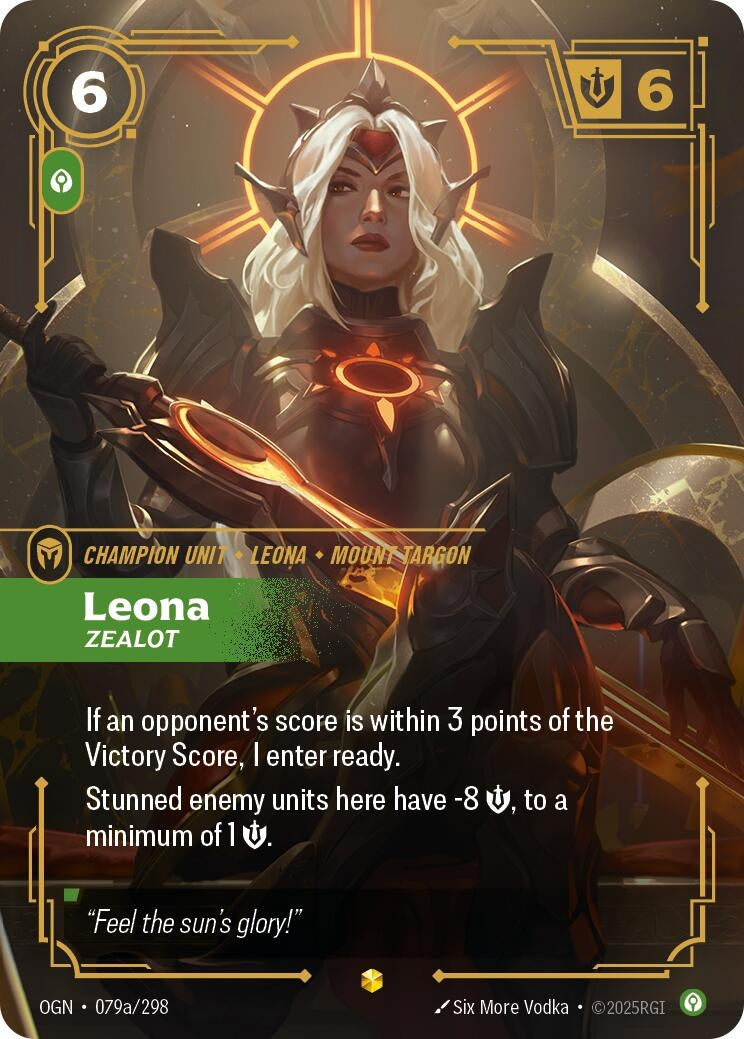 Image for Leona - Zealot (Alternate Art) (Origins) (079a/298) - Riftbound: League of Legends Trading Card Game