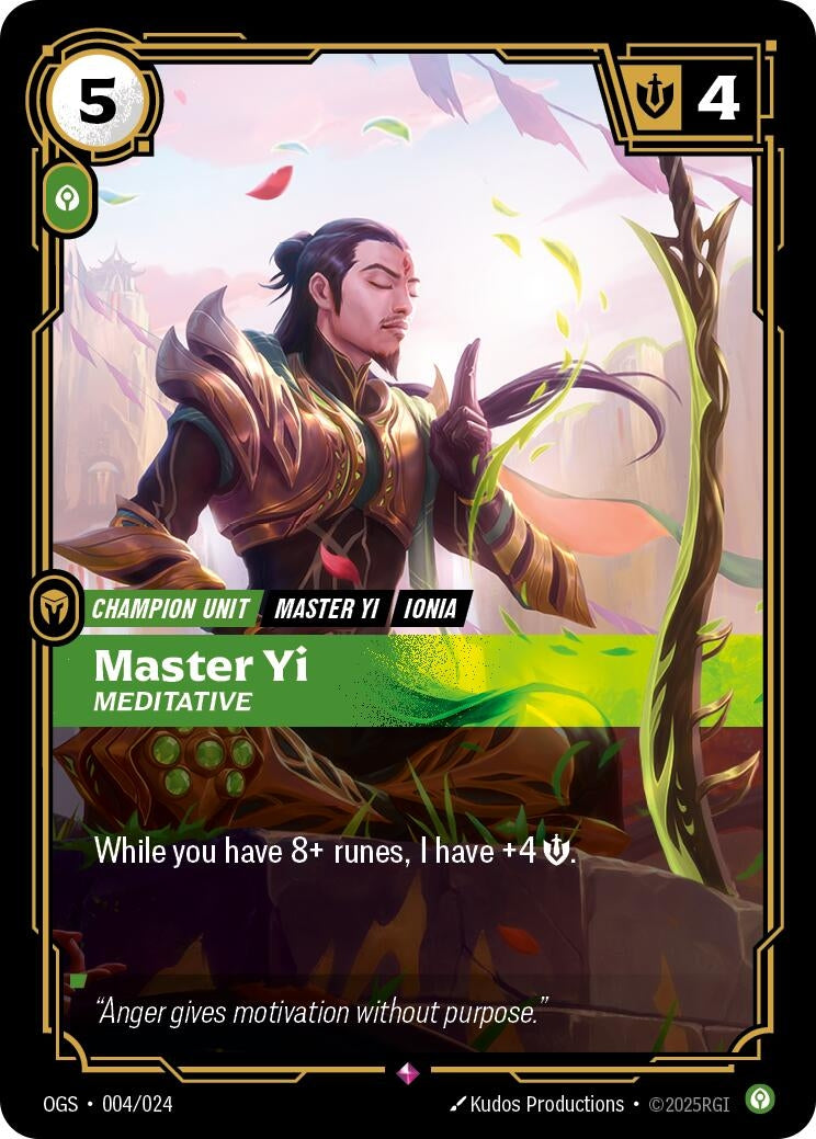 Image for Master Yi - Meditative (Origins: Proving Grounds) (004/024) - Riftbound: League of Legends Trading Card Game