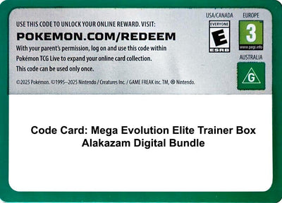 Code Card: Mega Evolution Elite Trainer Box Alakazam Digital Bundle