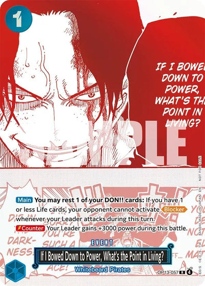 If I Bowed Down to Power, What's the Point in Living? (3rd Anniversary Treasure Campaign Pack) (One Piece Promotion Cards) (OP13-057)
