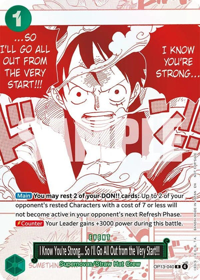 I Know You're Strong... So I'll Go All Out from the Very Start!!! (3rd Anniversary Treasure Campaign Pack) (One Piece Promotion Cards) (OP13-040)