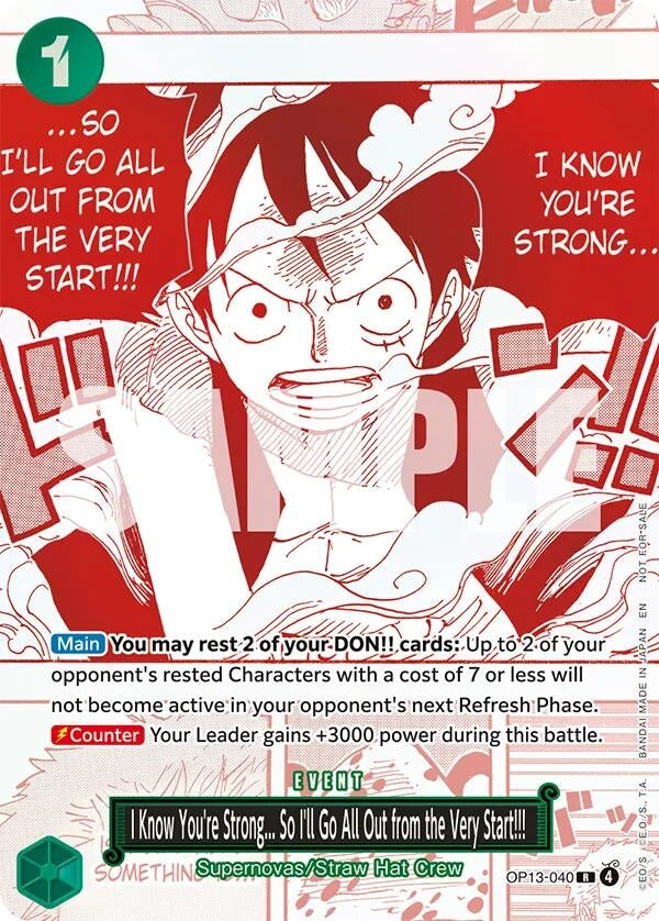 I Know You're Strong... So I'll Go All Out from the Very Start!!! (3rd Anniversary Treasure Campaign Pack) (One Piece Promotion Cards) (OP13-040)