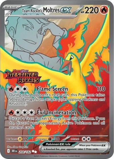 Team Rocket's Moltres ex - 208/182 (Destined Rivals Stamp) (208/182)