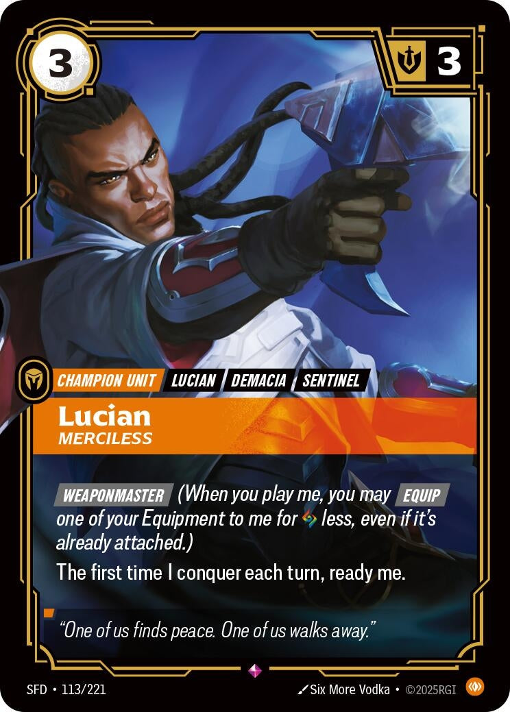 Image for Lucian - Merciless (Spiritforged) (113/221) - Riftbound: League of Legends Trading Card Game