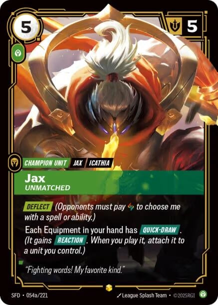 Image for Jax - Unmatched (Alternate Art) (Spiritforged) (054a/221) - Riftbound: League of Legends Trading Card Game