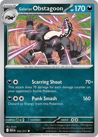 Galarian Obstagoon (ME: Ascended Heroes) (132/217)