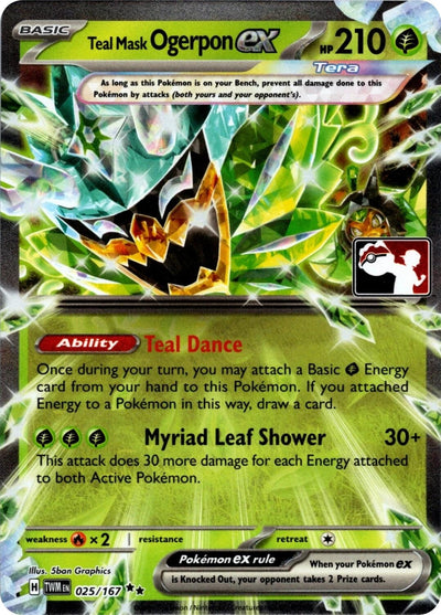 Teal Mask Ogerpon ex - 025/167 (Prize Pack Series 7) (Prize Pack Series Cards) (025/167)