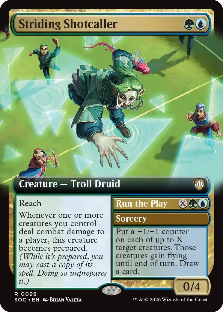 Image for Striding Shotcaller (Extended Art) (Commander: Secrets of Strixhaven) (98) - Magic: The Gathering