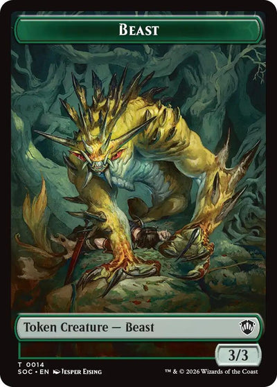 Beast // Fractal (0004) Double-Sided Token (Commander: Secrets of Strixhaven) (14 // 4)