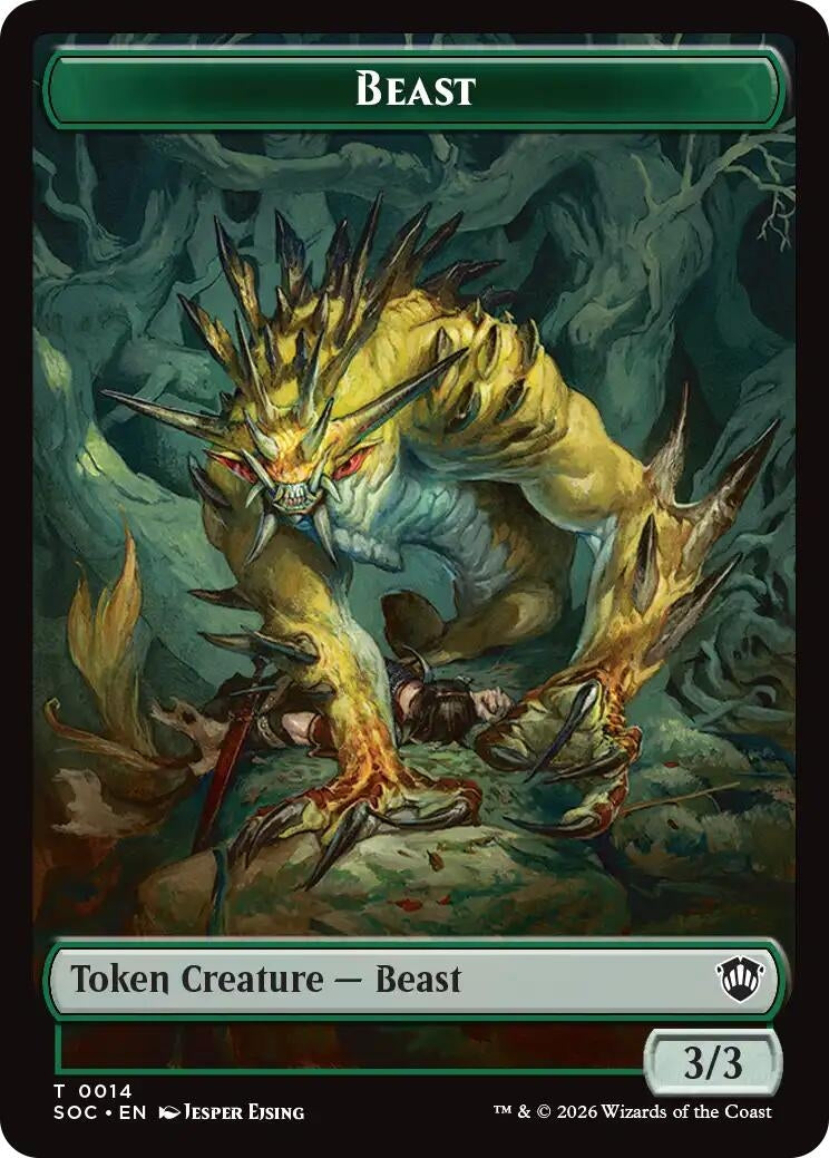 Image for Beast // Fractal (0004) Double-Sided Token (Commander: Secrets of Strixhaven) (14 // 4) - Magic: The Gathering