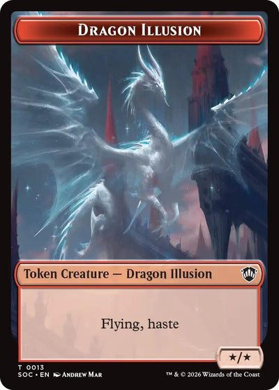Dragon Illusion // Elemental (0002) Double-Sided Token (Commander: Secrets of Strixhaven) (13 // 2)