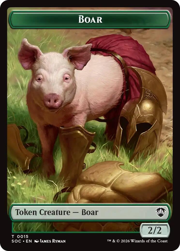 Image for Boar // Fractal (0005) Double-Sided Token (Commander: Secrets of Strixhaven) (15 // 5) - Magic: The Gathering
