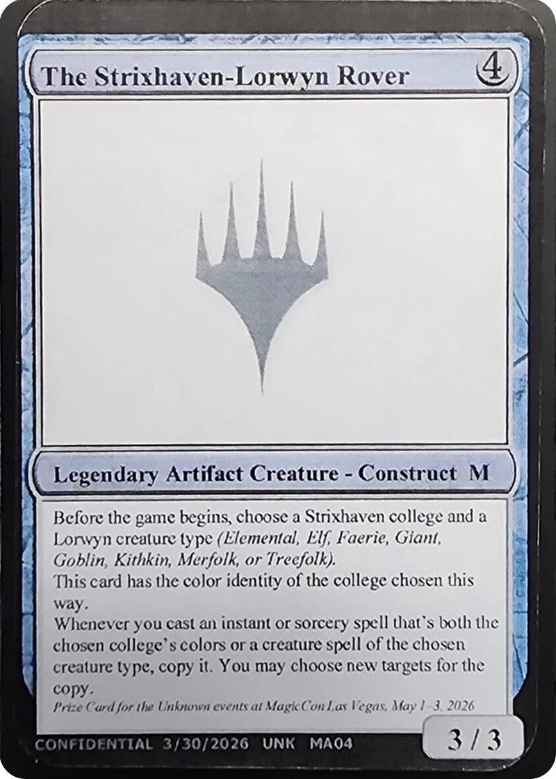 Image for The Strixhaven-Lorwyn Rover (Un-Known Event Playtest Cards) (UNK) - Magic: The Gathering