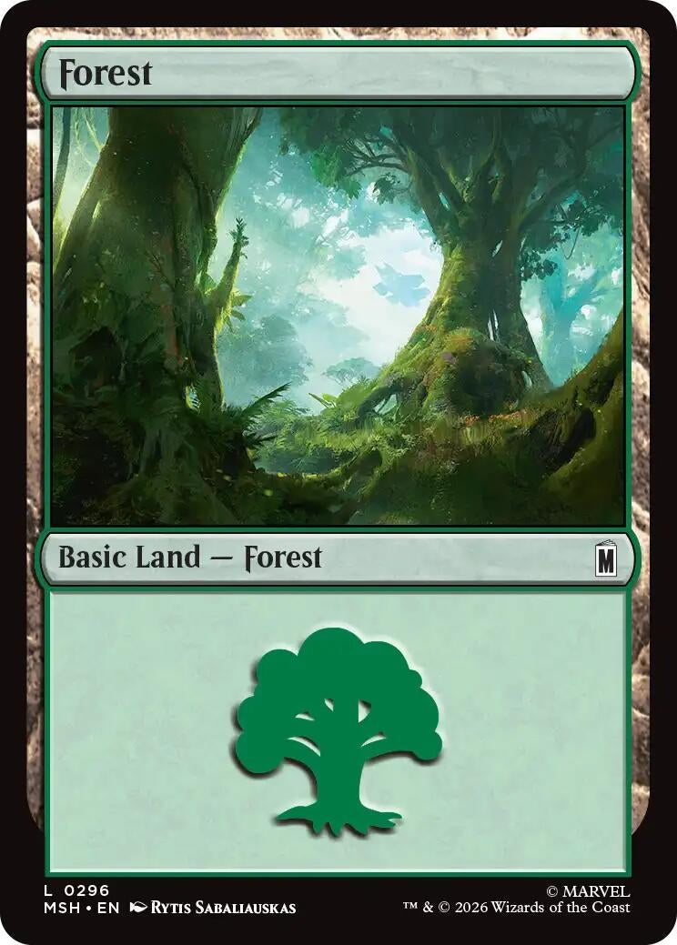 Image for Forest (0296) (Marvel Super Heroes) (296) - Magic: The Gathering