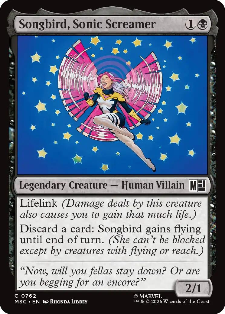 Image for Songbird, Sonic Screamer (Commander: Marvel Super Heroes) (762) (MSC) - Magic: The Gathering