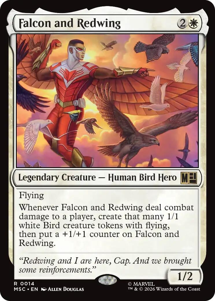 Image for Falcon and Redwing (Surge Foil) (Commander: Marvel Super Heroes) (14) (MSC) - Magic: The Gathering