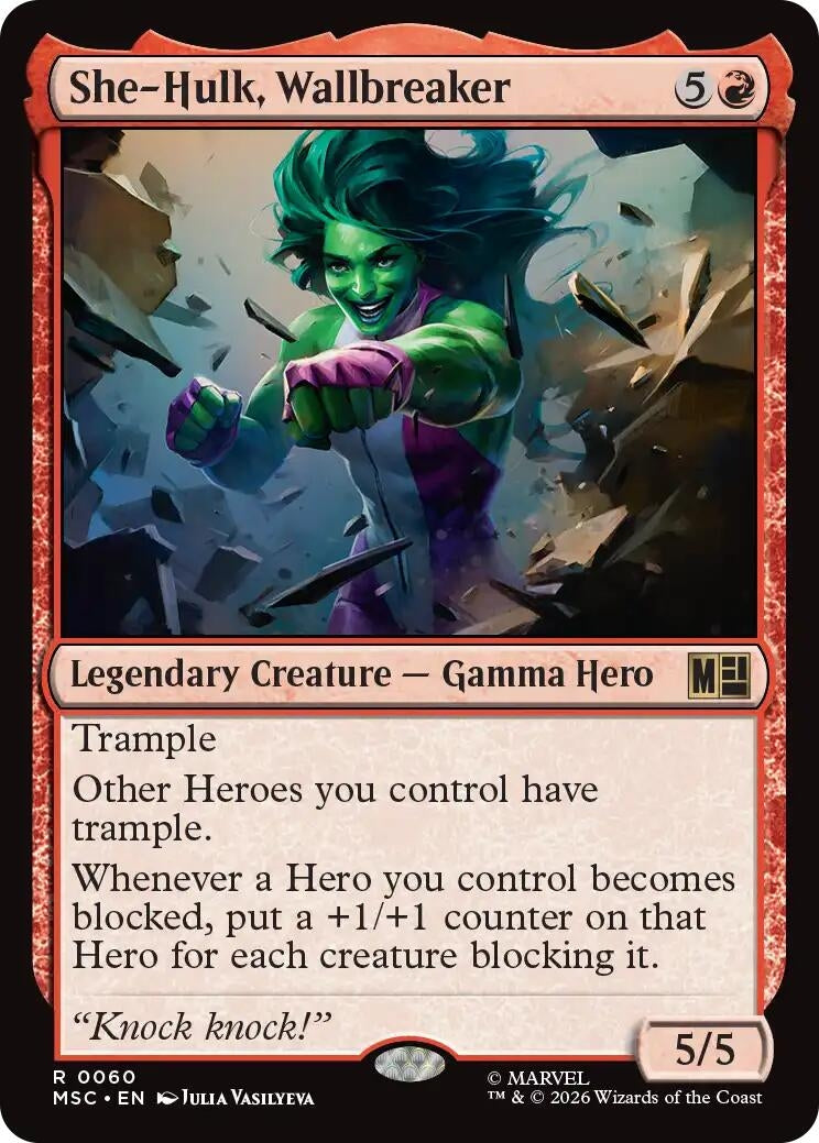 Image for She-Hulk, Wallbreaker (Surge Foil) (Commander: Marvel Super Heroes) (60) (MSC) - Magic: The Gathering