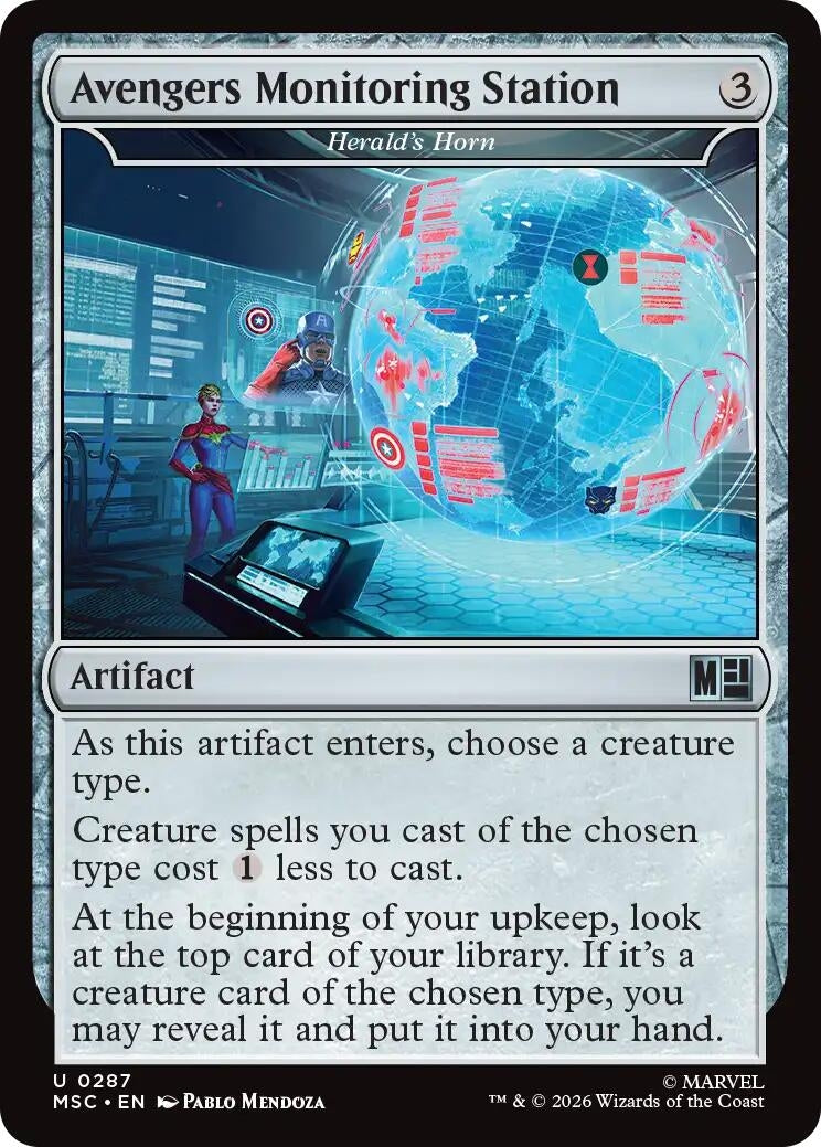 Image for Avengers Monitoring Station - Herald's Horn (Surge Foil) (Commander: Marvel Super Heroes) (287) (MSC) - Magic: The Gathering