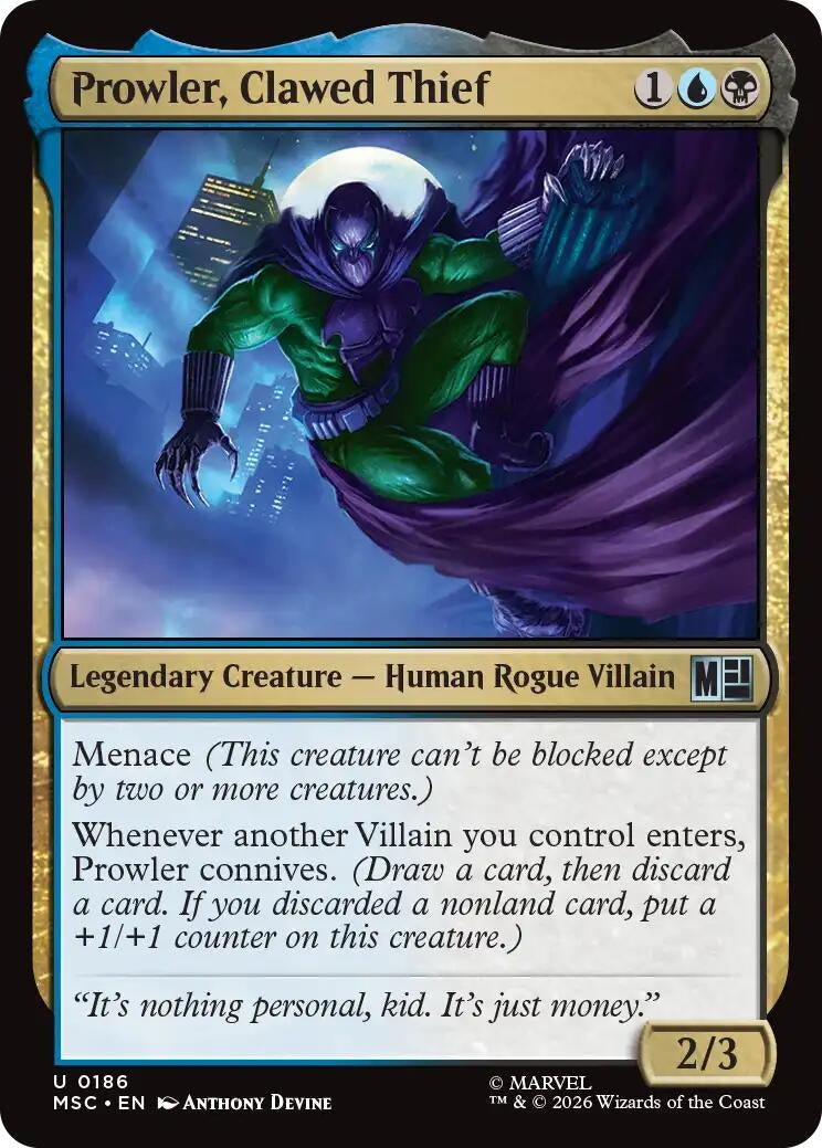 Image for Prowler, Clawed Thief (Commander: Marvel Super Heroes) (186) (MSC) - Magic: The Gathering