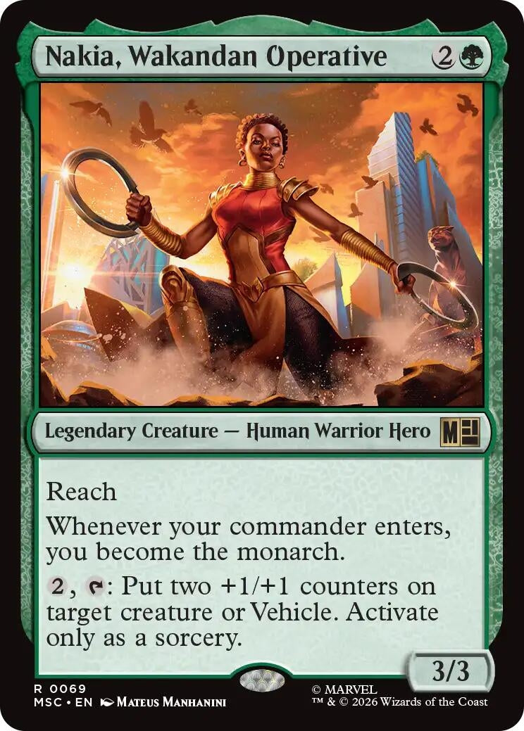 Image for Nakia, Wakandan Operative (Surge Foil) (Commander: Marvel Super Heroes) (69) (MSC) - Magic: The Gathering