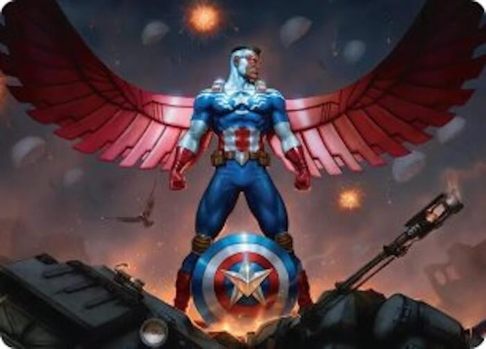 Image for Captain America, Wings of Freedom Art Card (2/45) (Art Series: Marvel Super Heroes) (2) (AAMSH) - Magic: The Gathering