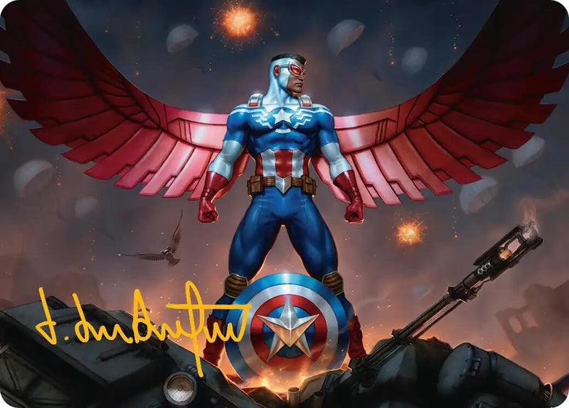 Image for Captain America, Wings of Freedom Art Card (2/45) (Gold-Stamped Signature) (Art Series: Marvel Super Heroes) (2) (AAMSH) - Magic: The Gathering