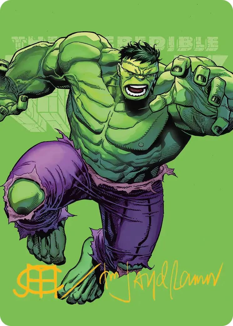 Image for The Incredible Hulk Art Card (Gold-Stamped Signature) (Art Series: Marvel Super Heroes) (28) (AAMSH) - Magic: The Gathering