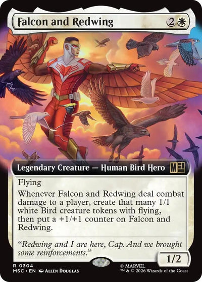 Falcon and Redwing (Extended Art) (Commander: Marvel Super Heroes) (304) (MSC)