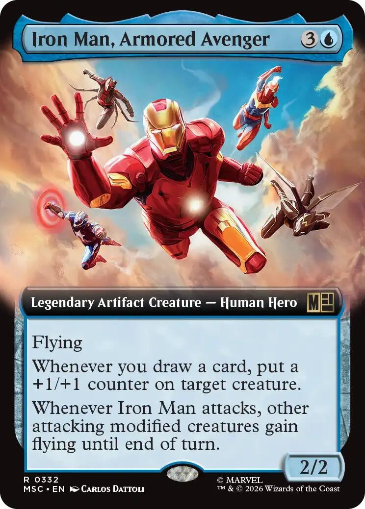 Image for Iron Man, Armored Avenger (Extended Art) (Commander: Marvel Super Heroes) (332) (MSC) - Magic: The Gathering