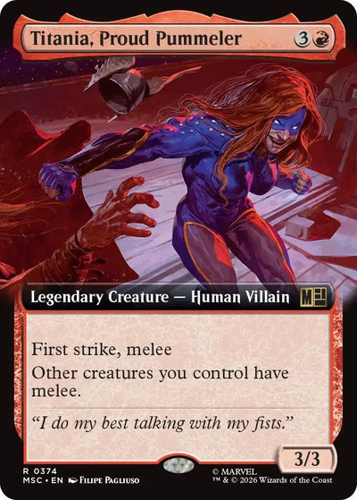 Titania, Proud Pummeler (Extended Art) (Commander: Marvel Super Heroes) (374) (MSC)
