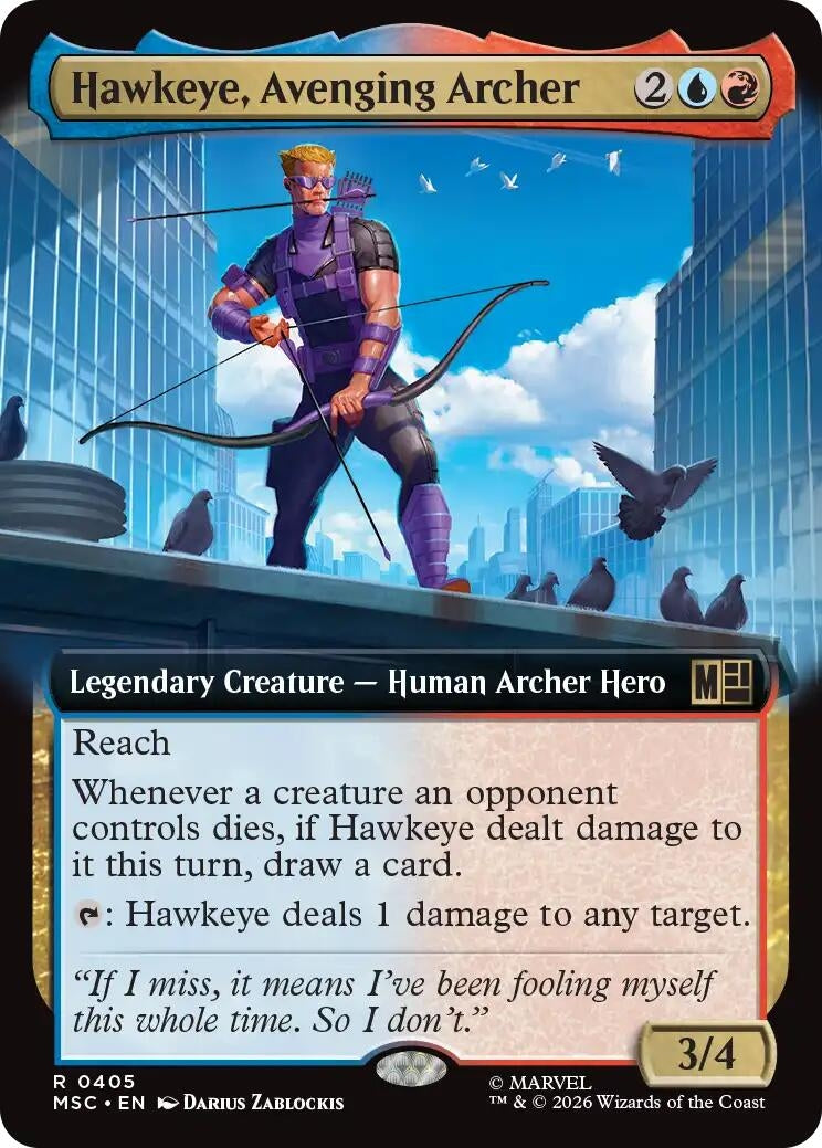 Image for Hawkeye, Avenging Archer (Extended Art) (Commander: Marvel Super Heroes) (405) (MSC) - Magic: The Gathering