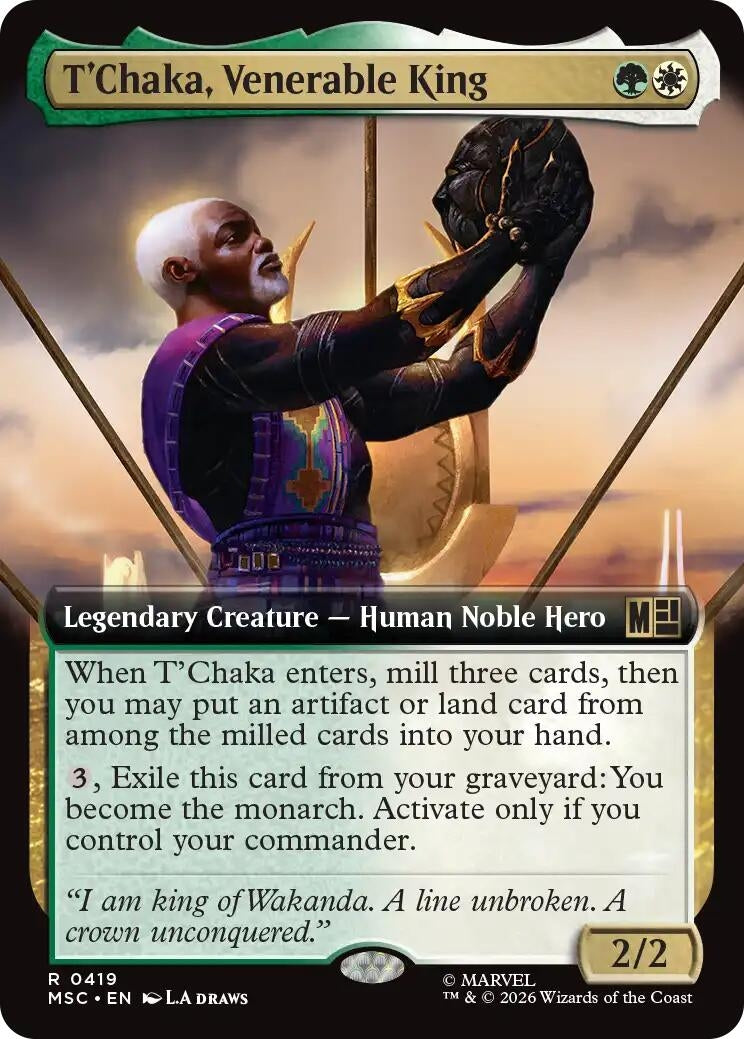 Image for T'Chaka, Venerable King (Extended Art) (Commander: Marvel Super Heroes) (419) (MSC) - Magic: The Gathering