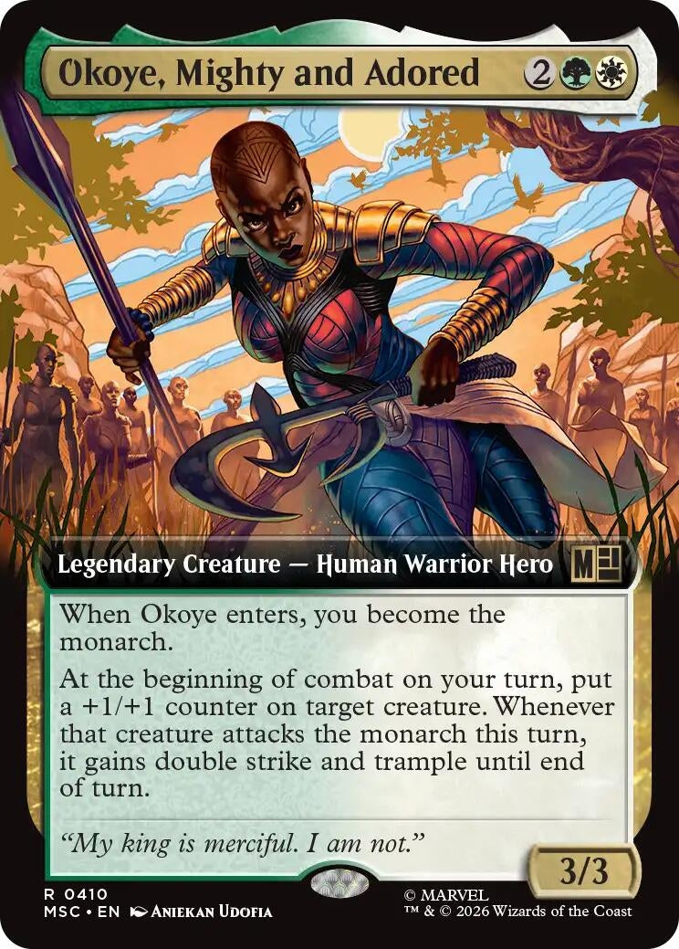 Image for Okoye, Mighty and Adored (Extended Art) (Commander: Marvel Super Heroes) (410) (MSC) - Magic: The Gathering