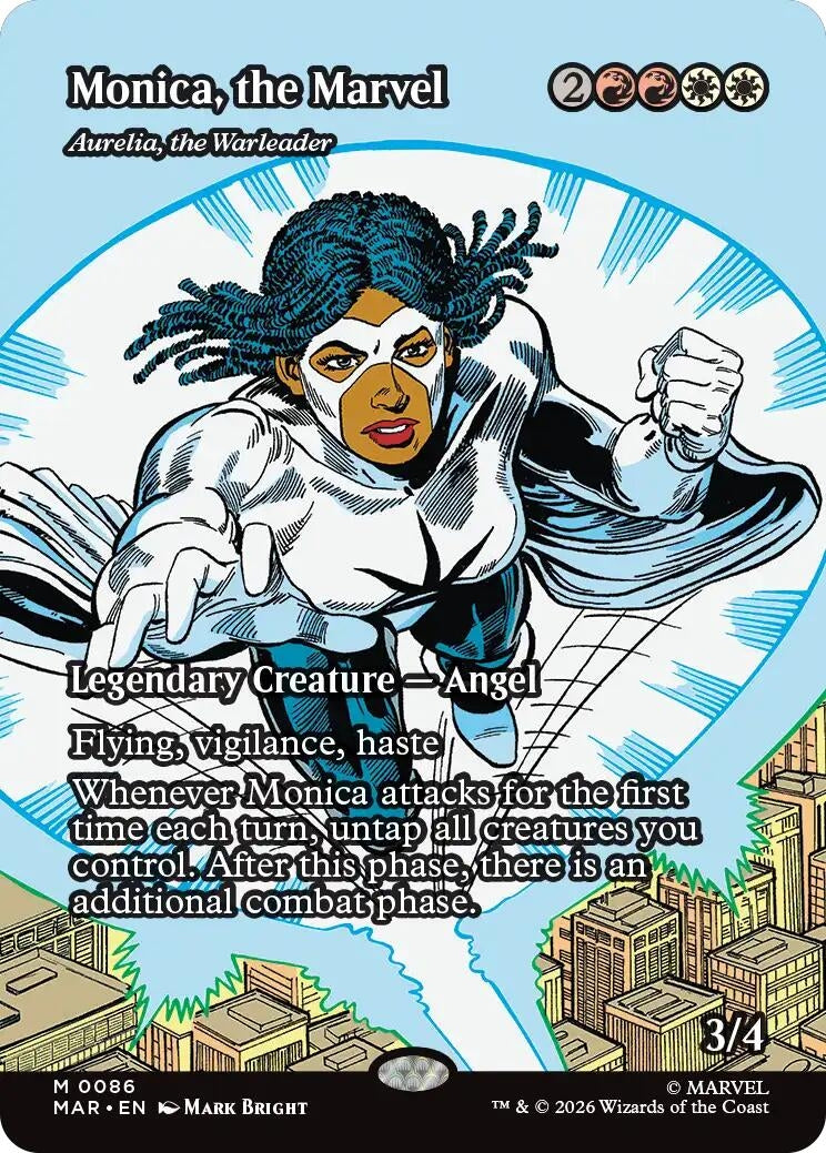Image for Monica, the Marvel - Aurelia, the Warleader (Borderless) (Marvel Universe Eternal-Legal) (86) - Magic: The Gathering