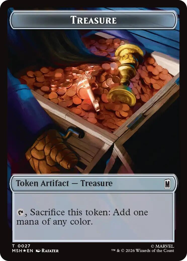 Image for Treasure (0027) // Construct (0030) Double-Sided Token (Surge Foil) (Commander: Marvel Super Heroes) (27 // 30) (MSC) - Magic: The Gathering