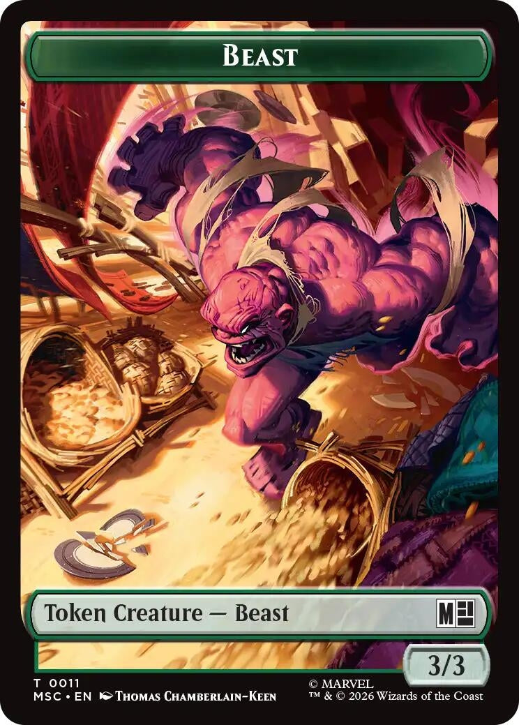 Image for Beast // Vibranium Double-Sided Token (Commander: Marvel Super Heroes) (11 // 15) (MSC) - Magic: The Gathering