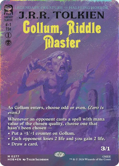 Gollum, Riddle Master (Borderless) (Surge Foil) (The Hobbit) (277) (HOB)