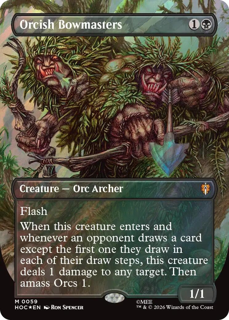 Image for Orcish Bowmasters (Borderless) (Surge Foil) (The Hobbit: Eternal-Legal) (19) (HOC) - Magic: The Gathering
