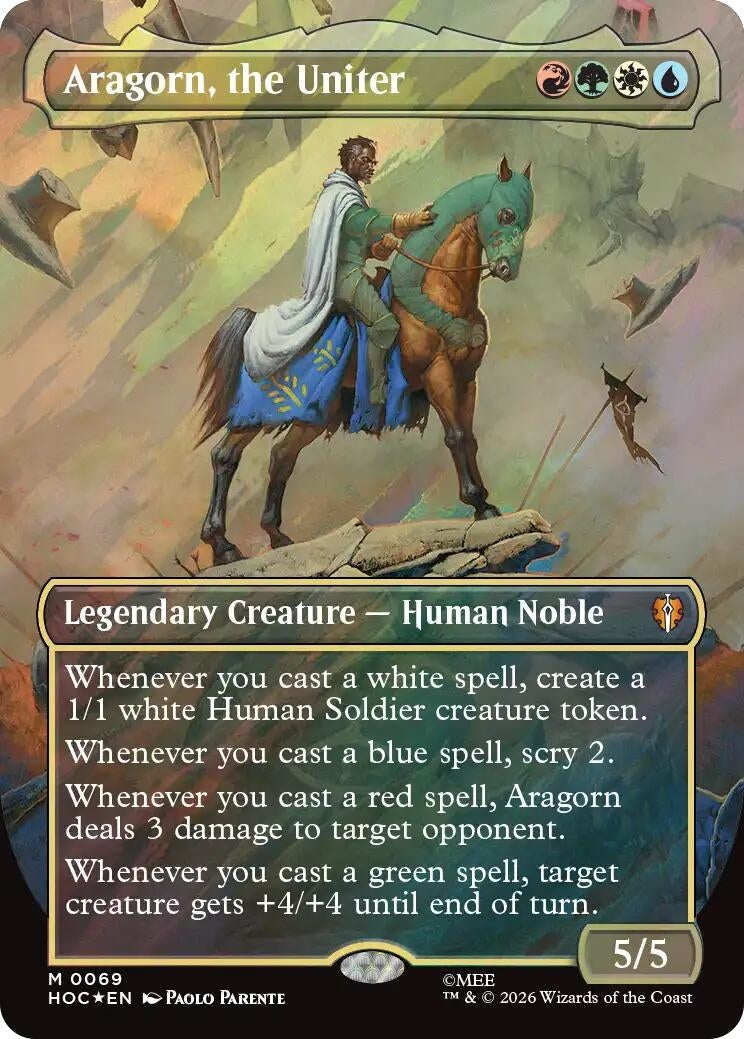 Image for Aragorn, the Uniter (Borderless) (Surge Foil) (The Hobbit: Eternal-Legal) (69) (HOC) - Magic: The Gathering
