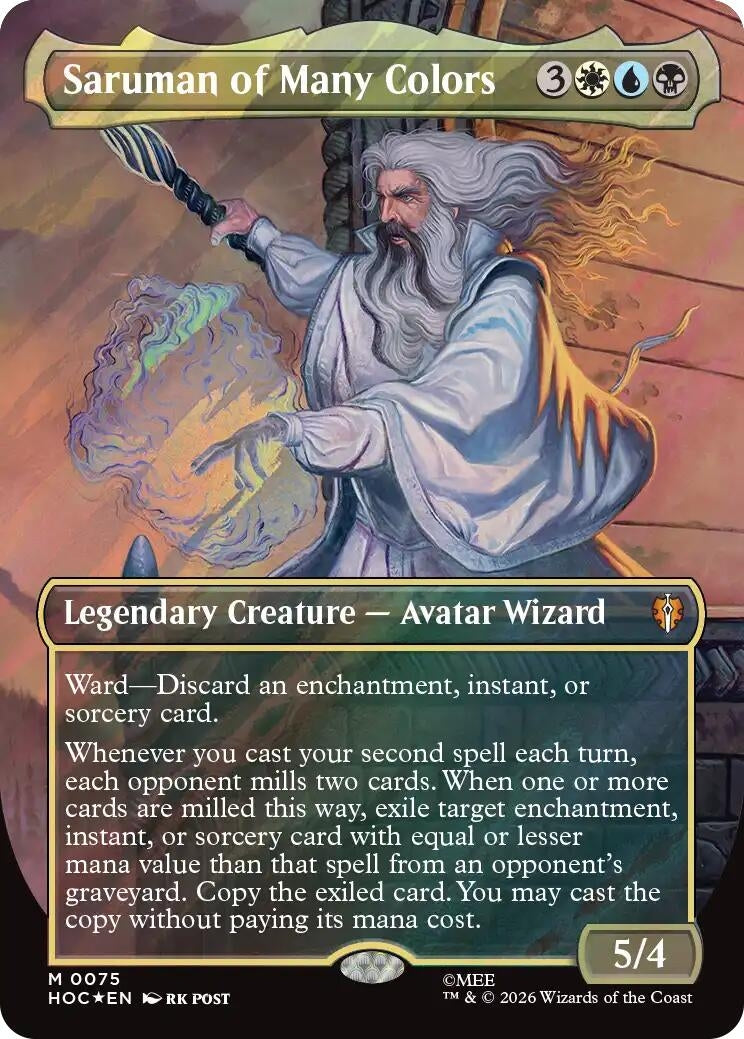 Image for Saruman of Many Colors (Borderless) (Surge Foil) (The Hobbit: Eternal-Legal) (75) (HOC) - Magic: The Gathering