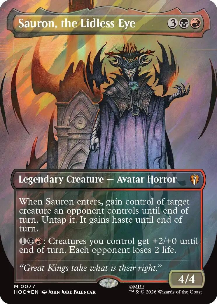 Image for Sauron, the Lidless Eye (Borderless) (Surge Foil) (The Hobbit: Eternal-Legal) (77) (HOC) - Magic: The Gathering