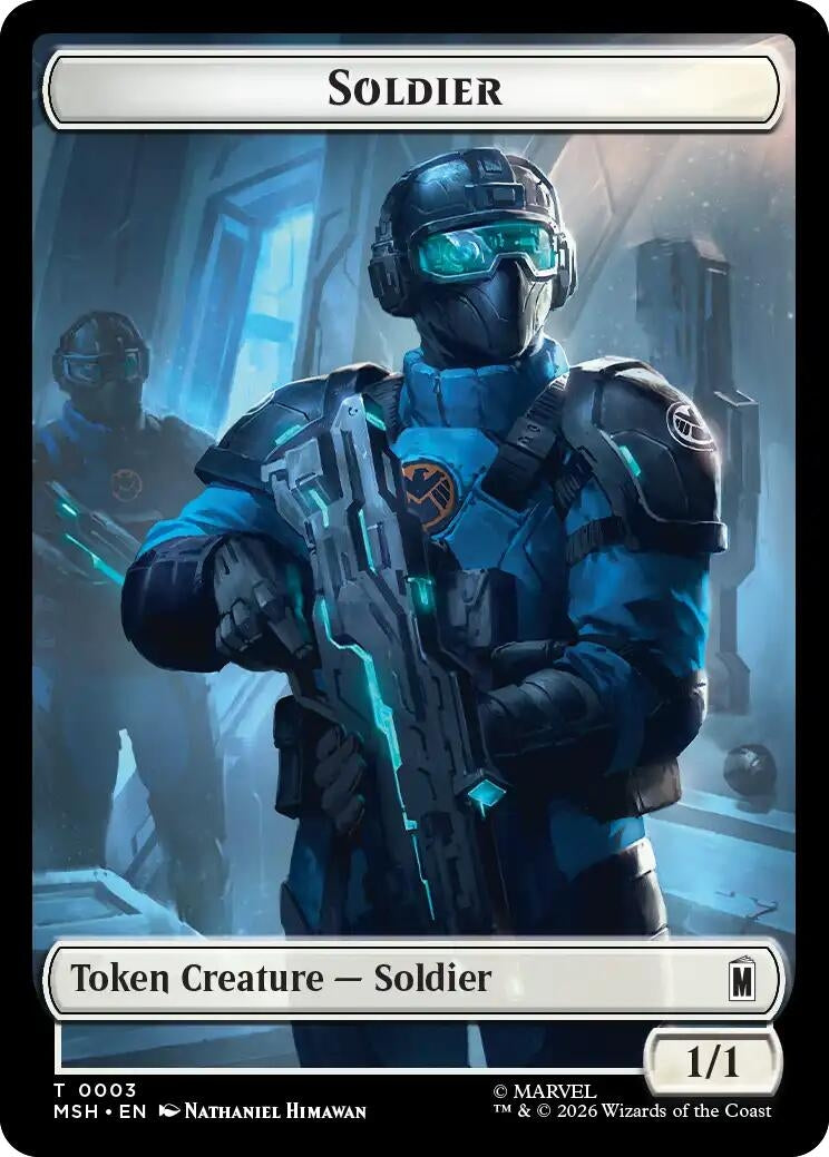 Image for Soldier // Robot Villain Double-Sided Token (Marvel Super Heroes) (3 // 20) (MSH) - Magic: The Gathering