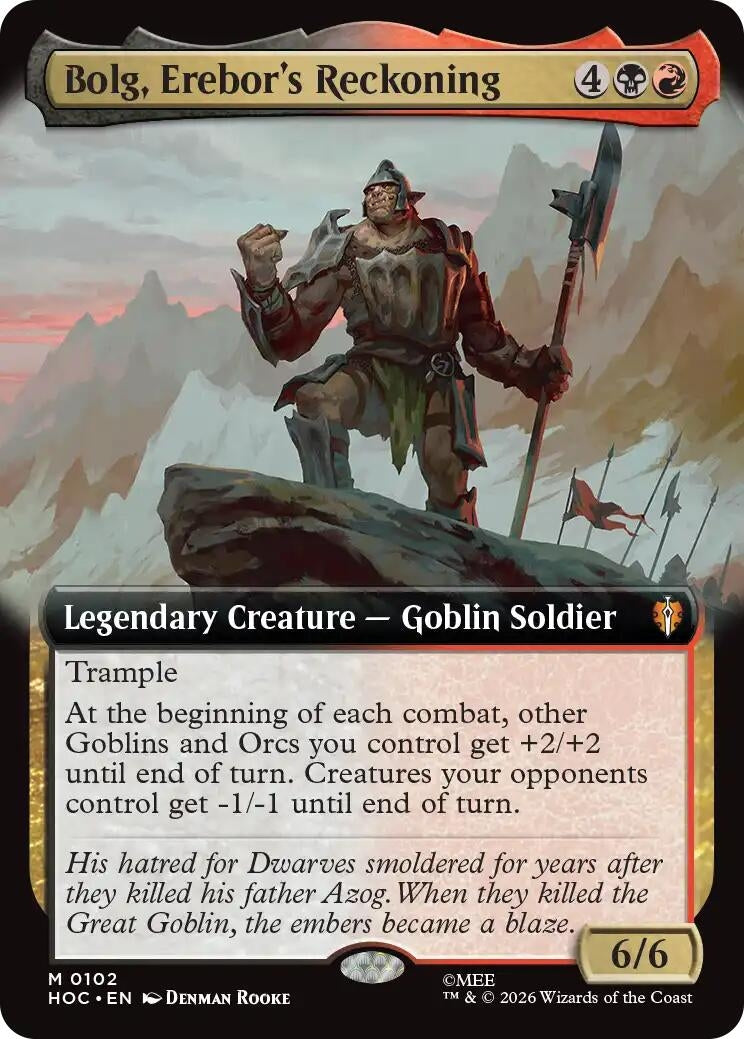 Image for Bolg, Erebor's Reckoning (Extended Art) (The Hobbit: Eternal-Legal) (102) (HOC) - Magic: The Gathering