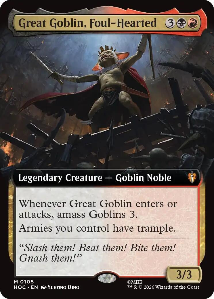 Image for Great Goblin, Foul-Hearted (Extended Art) (The Hobbit: Eternal-Legal) (105) (HOC) - Magic: The Gathering