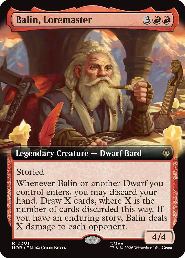 Image for Balin, Loremaster (Extended Art) (The Hobbit) (301) (HOB) - Magic: The Gathering